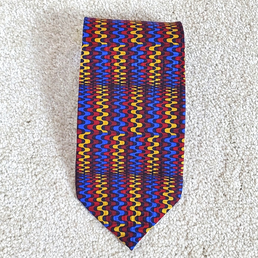 Brandini‎ Le Collection Men's Neck Tie Red Blue and Gold Silk USA
